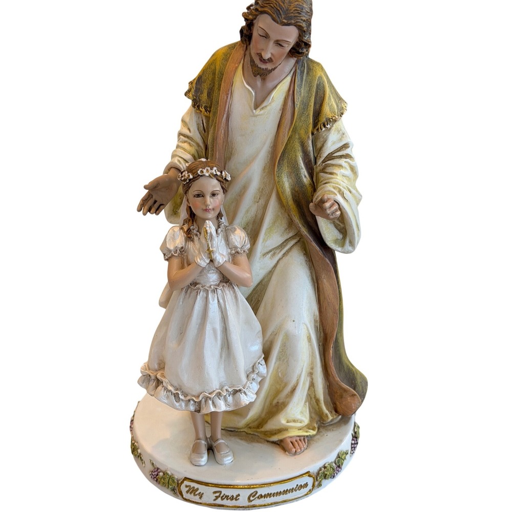 Roman Inc 2006 My First Communion Jesus and Girl Religious Figurine Statue White